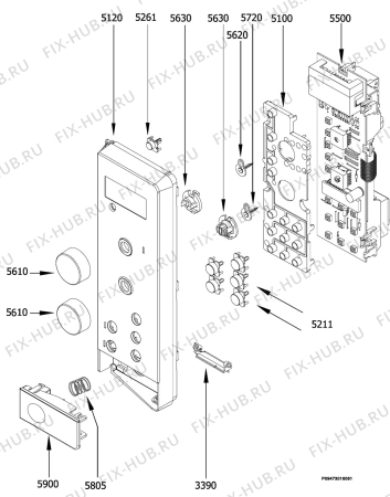 Взрыв-схема микроволновой печи Electrolux EMS2488X - Схема узла Section 3